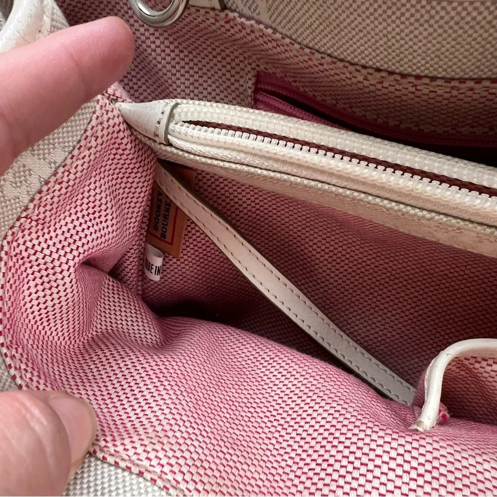 Dooney & Bourke Cream‎ Satchel with Logo Pattern Shoulders Bag